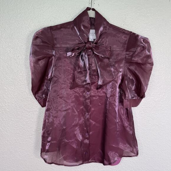 Rochelle Behrens Tops - The Shirt by Rochelle Behrens Womens Medium Iridescent Puff Sleeve with Cami NEW